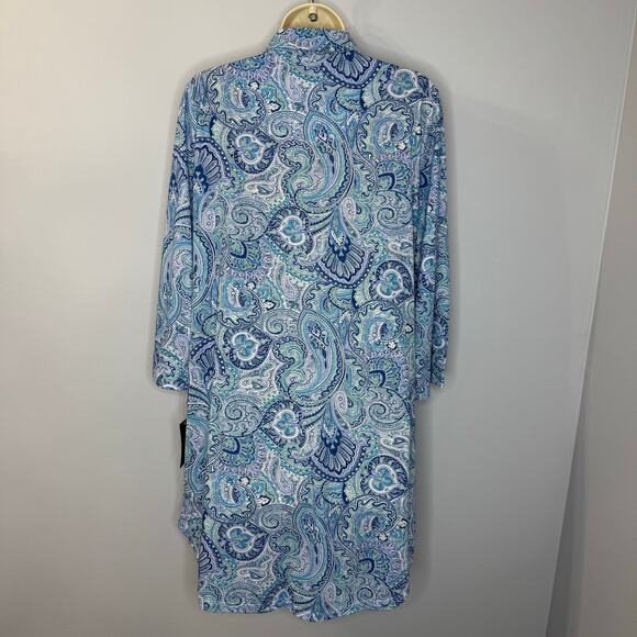 Lauren Ralph Lauren Sleepshirt Womens M Blue Knit Embroidered Button Sleepwear M - Picture 14 of 16